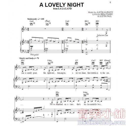 A Lovely Night (from La La Land) P/V/G
